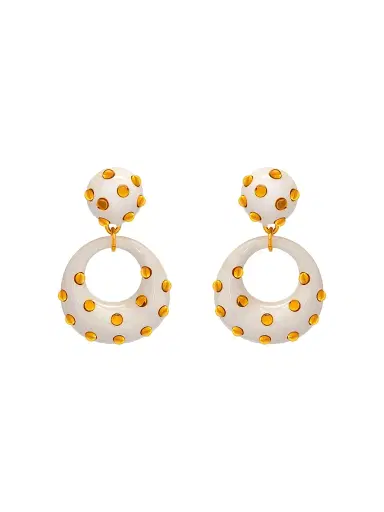 Oscar de la Renta Women's 24K-Gold-Plated, Enamel & Glass Clip-On Drop Earrings - | Thumbnail 1 Oscar de la Renta Women's 24K-Gold-Plated, Enamel & Glass Clip-On Drop Earrings - | Thumbnail 1