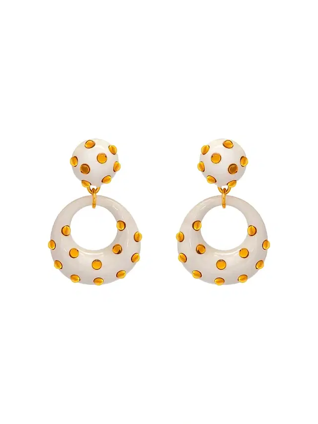 Women's 24K-Gold-Plated, Enamel & Glass Clip-On Drop Earrings -