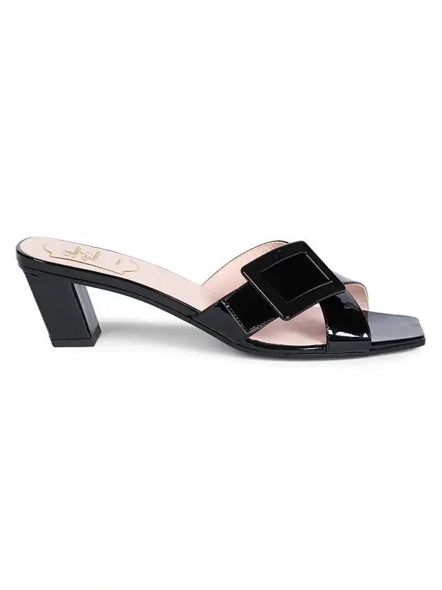 Roger Vivier Women's BV Cross Tonal 45MM Leather Mules - Nero