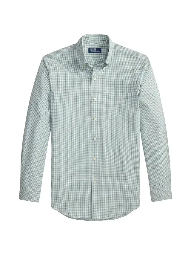 Polo Ralph Lauren Men's Poplin Button-Up Sport Shirt - Essex Green Blue Multi