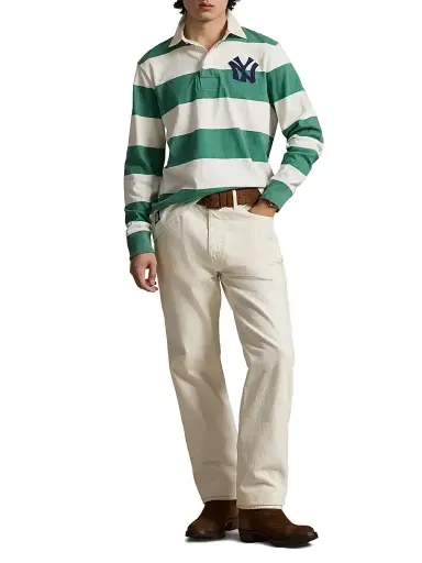 Polo Ralph Lauren Men's Yankees Striped Polo Shirt - Bay Green Deckwash White - Size XL | Thumbnail 2 Polo Ralph Lauren Men's Yankees Striped Polo Shirt - Bay Green Deckwash White - Size XL | Thumbnail 2