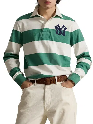 Polo Ralph Lauren Men's Yankees Striped Polo Shirt - Bay Green Deckwash White - Size XL | Thumbnail 3 Polo Ralph Lauren Men's Yankees Striped Polo Shirt - Bay Green Deckwash White - Size XL | Thumbnail 3