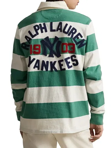 Polo Ralph Lauren Men's Yankees Striped Polo Shirt - Bay Green Deckwash White - Size XL | Thumbnail 4 Polo Ralph Lauren Men's Yankees Striped Polo Shirt - Bay Green Deckwash White - Size XL | Thumbnail 4