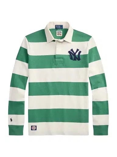 Polo Ralph Lauren Men's Yankees Striped Polo Shirt - Bay Green Deckwash White - Size XL | Thumbnail 1 Polo Ralph Lauren Men's Yankees Striped Polo Shirt - Bay Green Deckwash White - Size XL | Thumbnail 1