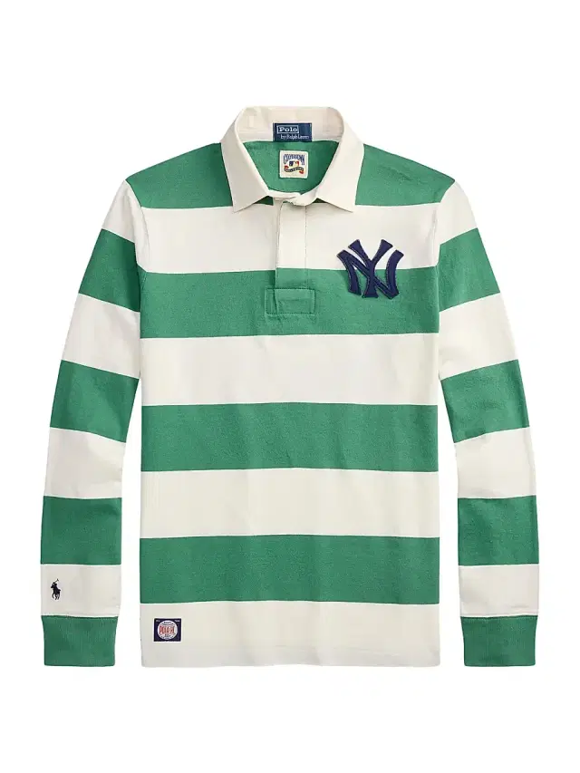 Polo Ralph Lauren Men's Yankees Striped Polo Shirt - Bay Green Deckwash White
