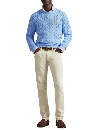 Polo Ralph Lauren Men's Cable-Knit Roving Cotton Sweater - Austin Blue - Size XL | Thumbnail 2