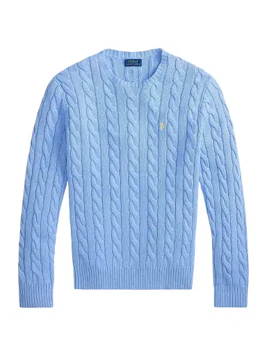 Polo Ralph Lauren Men's Cable-Knit Roving Cotton Sweater - Austin Blue - Size XL | Thumbnail 1