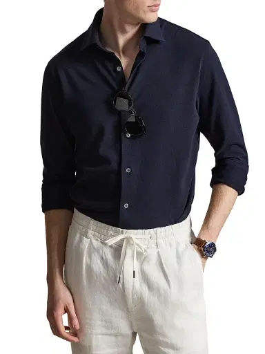 Polo Ralph Lauren Men's Lux Micro Pique-Knit Cotton Shirt - Rl Navy - Size XXL | Thumbnail 3 Polo Ralph Lauren Men's Lux Micro Pique-Knit Cotton Shirt - Rl Navy - Size XXL | Thumbnail 3