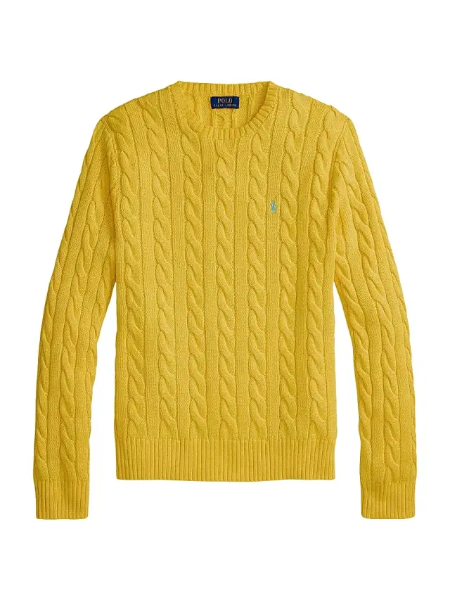 Polo Ralph Lauren Men's Cable-Knit Roving Cotton Sweater - Sunfish Yellow
