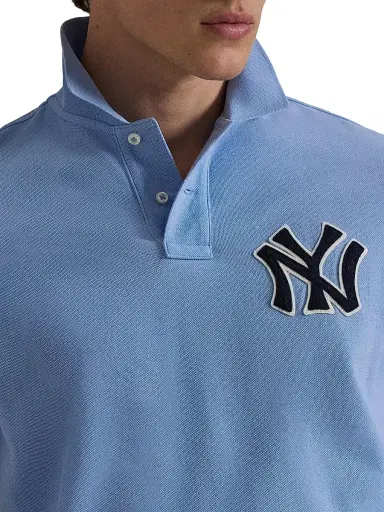 Polo Ralph Lauren Men's Yankees Mesh Knit Polo Shirt - Blue Lagoon - Size XXL | Thumbnail 5