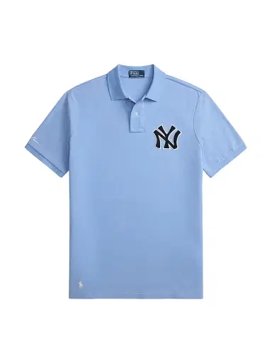 Polo Ralph Lauren Men's Yankees Mesh Knit Polo Shirt - Blue Lagoon - Size XXL | Thumbnail 1