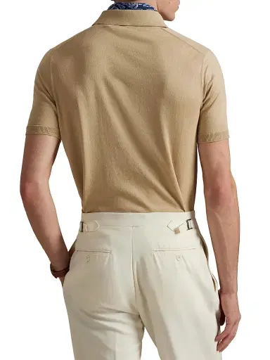 Polo Ralph Lauren Men's Cutaway Collar Cotton Polo Shirt - Classic Tan - Size XXL | Thumbnail 4 Polo Ralph Lauren Men's Cutaway Collar Cotton Polo Shirt - Classic Tan - Size XXL | Thumbnail 4