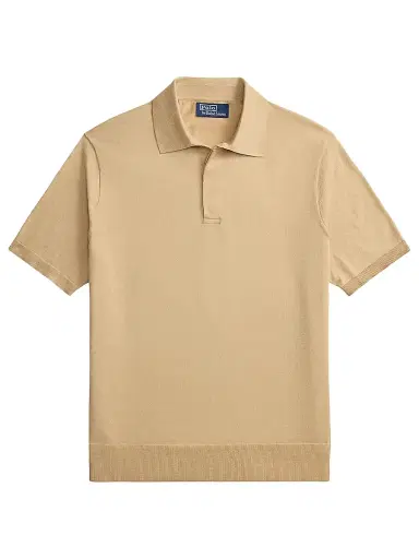 Polo Ralph Lauren Men's Cutaway Collar Cotton Polo Shirt - Classic Tan - Size XXL | Thumbnail 1 Polo Ralph Lauren Men's Cutaway Collar Cotton Polo Shirt - Classic Tan - Size XXL | Thumbnail 1