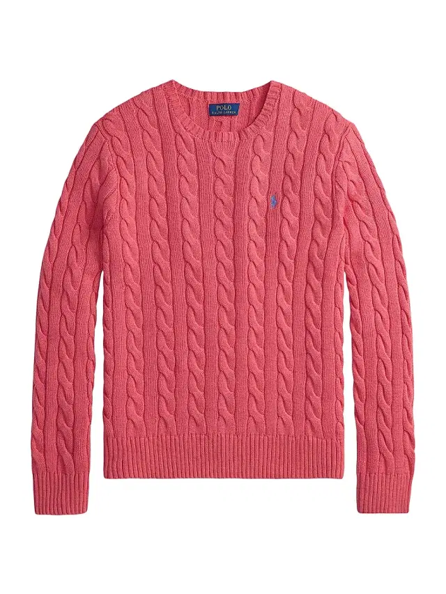 Polo Ralph Lauren Men's Cable-Knit Roving Cotton Sweater - Pale Red