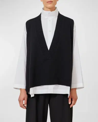 Eskandar Deep V-Neck Cashmere Vest | Thumbnail 2 Eskandar Deep V-Neck Cashmere Vest | Thumbnail 2