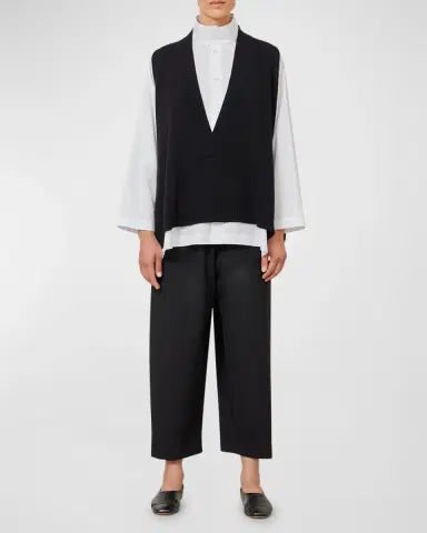 Eskandar Deep V-Neck Cashmere Vest | Thumbnail 3 Eskandar Deep V-Neck Cashmere Vest | Thumbnail 3