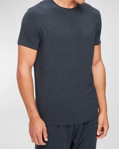 Derek Rose Men's Marl Crewneck Short-Sleeve Knit Tee | Thumbnail 2 Derek Rose Men's Marl Crewneck Short-Sleeve Knit Tee | Thumbnail 2