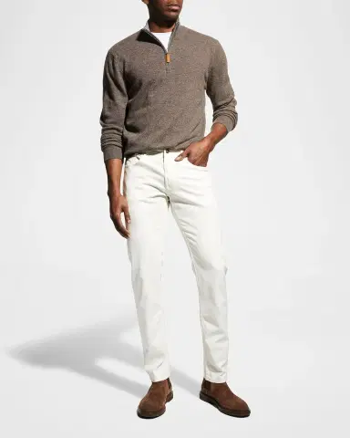 Neiman Marcus Men's Wool-Cashmere 1/4-Zip Sweater | Thumbnail 2 Neiman Marcus Men's Wool-Cashmere 1/4-Zip Sweater | Thumbnail 2