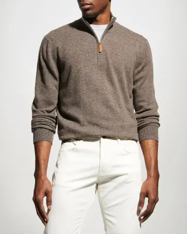 Neiman Marcus Men's Wool-Cashmere 1/4-Zip Sweater | Thumbnail 4 Neiman Marcus Men's Wool-Cashmere 1/4-Zip Sweater | Thumbnail 4
