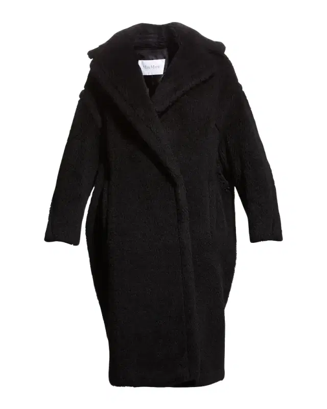 Max Mara Alpaca-Silk Teddy Knit Coat, Black