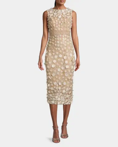 Mac Duggal Beaded Floral Applique Bodycon Midi Dress | Thumbnail 2 Mac Duggal Beaded Floral Applique Bodycon Midi Dress | Thumbnail 2
