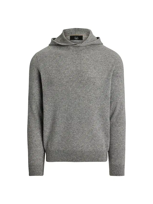 Men's Cashmere Knit Hoodie - Fawn Grey Heather