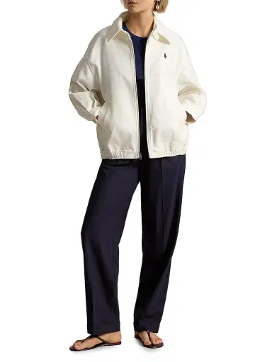 Polo Ralph Lauren Women's Double-Faced Cotton Bomber Jacket - Trophy Cream - Size XL | Thumbnail 2