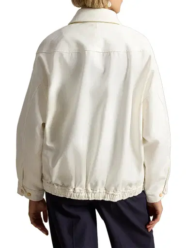 Polo Ralph Lauren Women's Double-Faced Cotton Bomber Jacket - Trophy Cream - Size XL | Thumbnail 4
