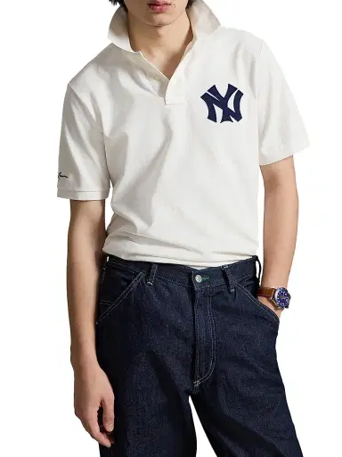 Polo Ralph Lauren Men's Yankees Mesh Knit Polo Shirt - Deckwash White - Size XXL | Thumbnail 3