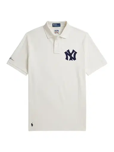 Polo Ralph Lauren Men's Yankees Mesh Knit Polo Shirt - Deckwash White - Size XXL | Thumbnail 1