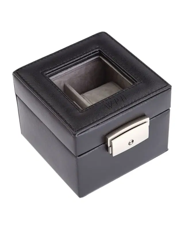 ROYCE New York Personalized Leather 2-Watch Display Case