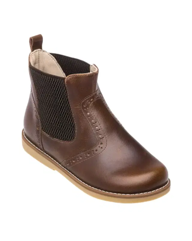 Elephantito Boy 's Perforated Leather Chelsea Booties, Baby/Toddler/Kids