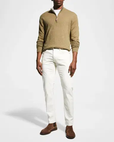 Neiman Marcus Men's Wool-Cashmere 1/4-Zip Sweater | Thumbnail 2 Neiman Marcus Men's Wool-Cashmere 1/4-Zip Sweater | Thumbnail 2