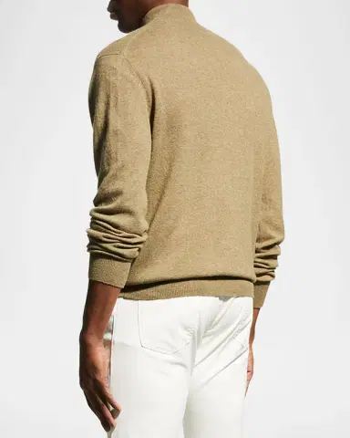 Neiman Marcus Men's Wool-Cashmere 1/4-Zip Sweater | Thumbnail 3 Neiman Marcus Men's Wool-Cashmere 1/4-Zip Sweater | Thumbnail 3
