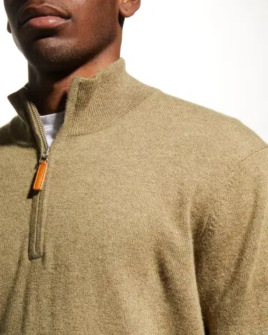 Neiman Marcus Men's Wool-Cashmere 1/4-Zip Sweater | Thumbnail 5 Neiman Marcus Men's Wool-Cashmere 1/4-Zip Sweater | Thumbnail 5