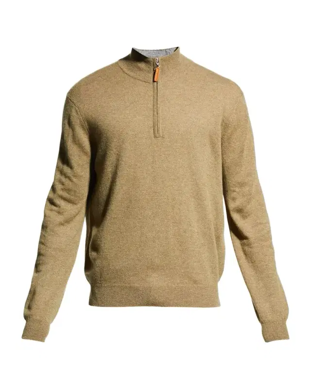 Neiman Marcus Men 's Wool-Cashmere 1/4-Zip Sweater