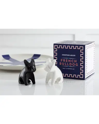 Jonathan Adler French Bulldog Salt & Pepper Shakers in Black & White | Thumbnail 1 Jonathan Adler French Bulldog Salt & Pepper Shakers in Black & White | Thumbnail 1