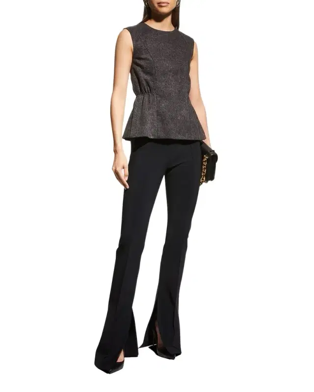Adam Lippes Neoprene Slit-Cuff Flare Pants