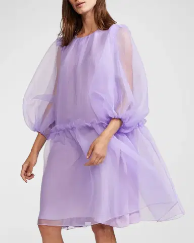 CYNTHIA ROWLEY Tallulah Puff-Sleeve Organza Dress | Thumbnail 3 CYNTHIA ROWLEY Tallulah Puff-Sleeve Organza Dress | Thumbnail 3