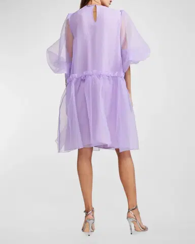 CYNTHIA ROWLEY Tallulah Puff-Sleeve Organza Dress | Thumbnail 4 CYNTHIA ROWLEY Tallulah Puff-Sleeve Organza Dress | Thumbnail 4