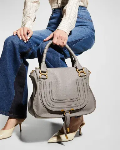 Chloé Marcie Medium Double Carry Satchel Bag in Grained Leather | Thumbnail 5 Chloé Marcie Medium Double Carry Satchel Bag in Grained Leather | Thumbnail 5