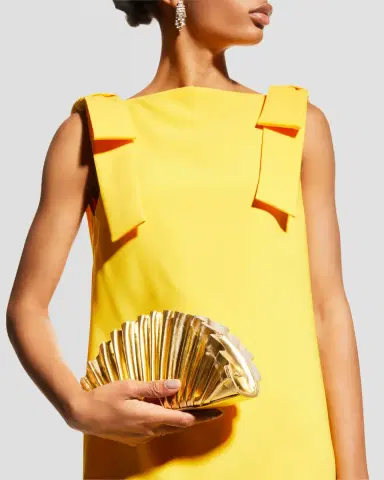 Cult Gaia Nala Mini Pleated Metallic Leather Clutch Bag | Thumbnail 2