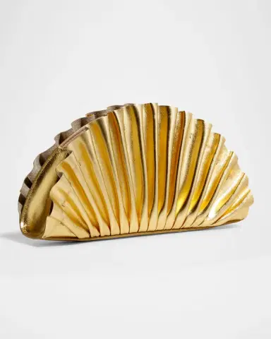 Cult Gaia Nala Mini Pleated Metallic Leather Clutch Bag | Thumbnail 4