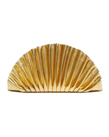 Cult Gaia Nala Mini Pleated Metallic Leather Clutch Bag | Thumbnail 1