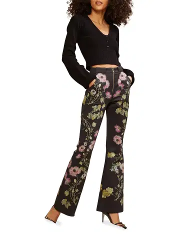 Cynthia Rowley V-Neck Long-Sleeve Rib-Knit Top | Thumbnail 2