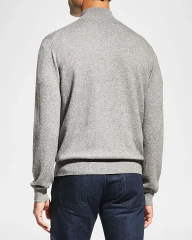 Neiman Marcus Men's Wool-Cashmere 1/4-Zip Sweater | Thumbnail 3 Neiman Marcus Men's Wool-Cashmere 1/4-Zip Sweater | Thumbnail 3