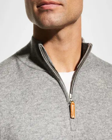 Neiman Marcus Men's Wool-Cashmere 1/4-Zip Sweater | Thumbnail 5 Neiman Marcus Men's Wool-Cashmere 1/4-Zip Sweater | Thumbnail 5