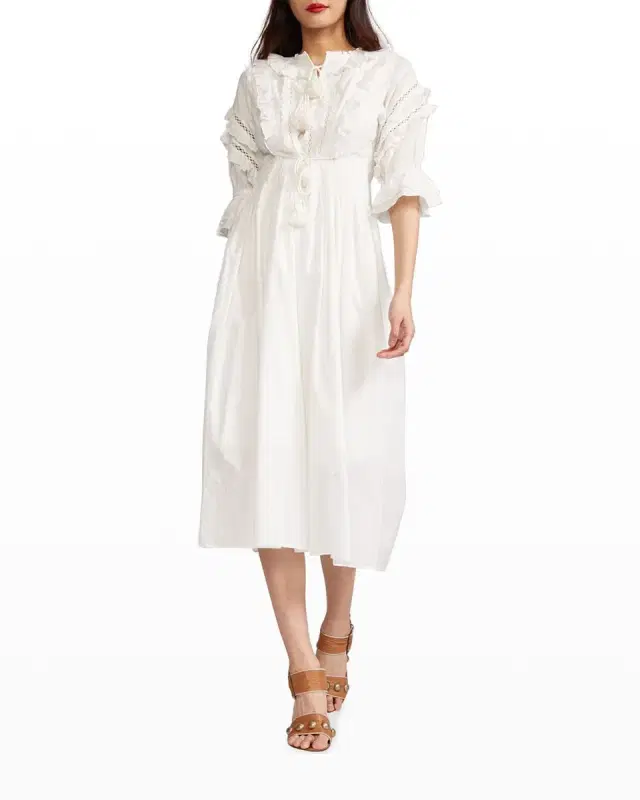 Daliah Tassel Cotton Midi Dress