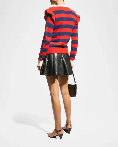 ALICE + OLIVIA Carter Vegan Leather Pleated Mini Skirt | Thumbnail 2