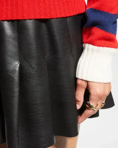 ALICE + OLIVIA Carter Vegan Leather Pleated Mini Skirt | Thumbnail 5